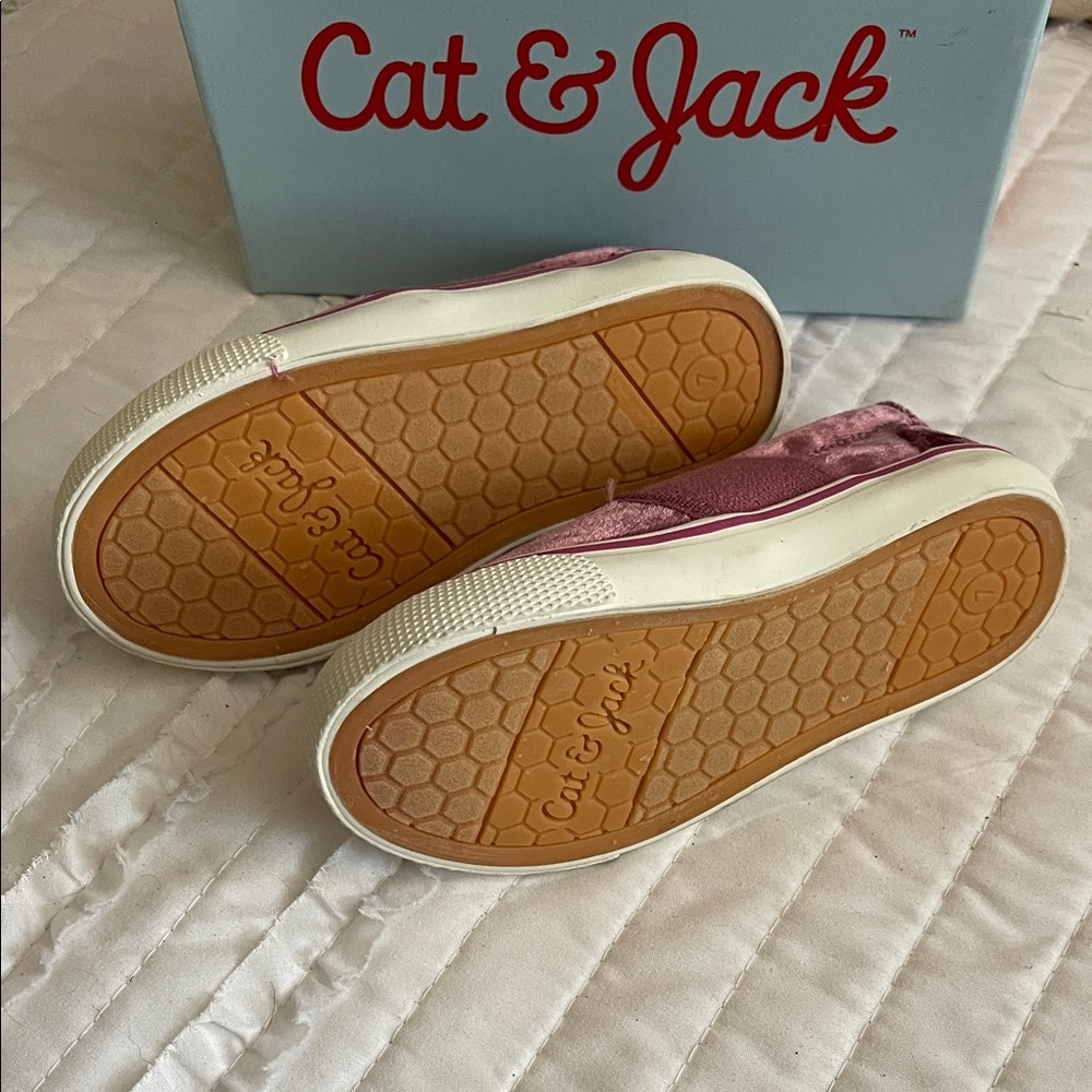 Cat & Jack Pink Velvet Slip-On Sneakers - Picture 2 of 2